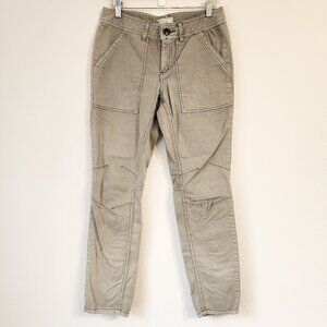 Free People Gray Green Khaki Utility Ankle Crop Pants Sz 28 Cotton Blend Casual